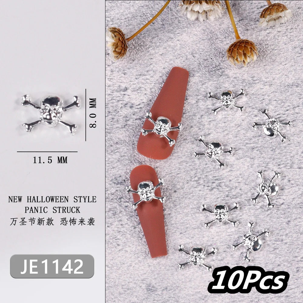 Punk Cross Nail Charms – 3D Metal Nail Art Accents