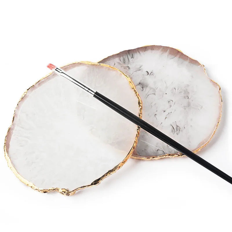 Nail Art Palette – Resin Agate Stone Mixing & Display Tool for Gel Polish