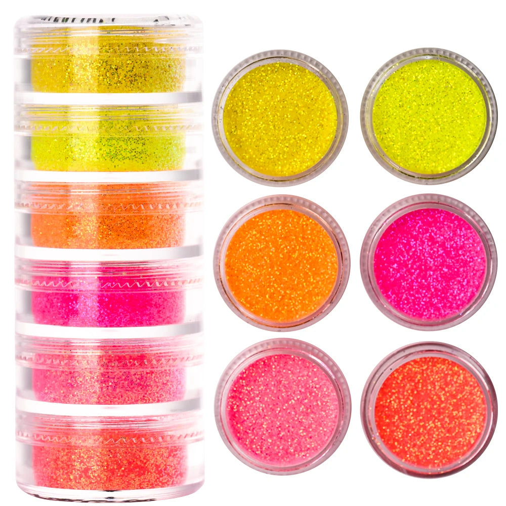 Nail Powder Set – Neon, Glitter, Pastel & Holographic Colors