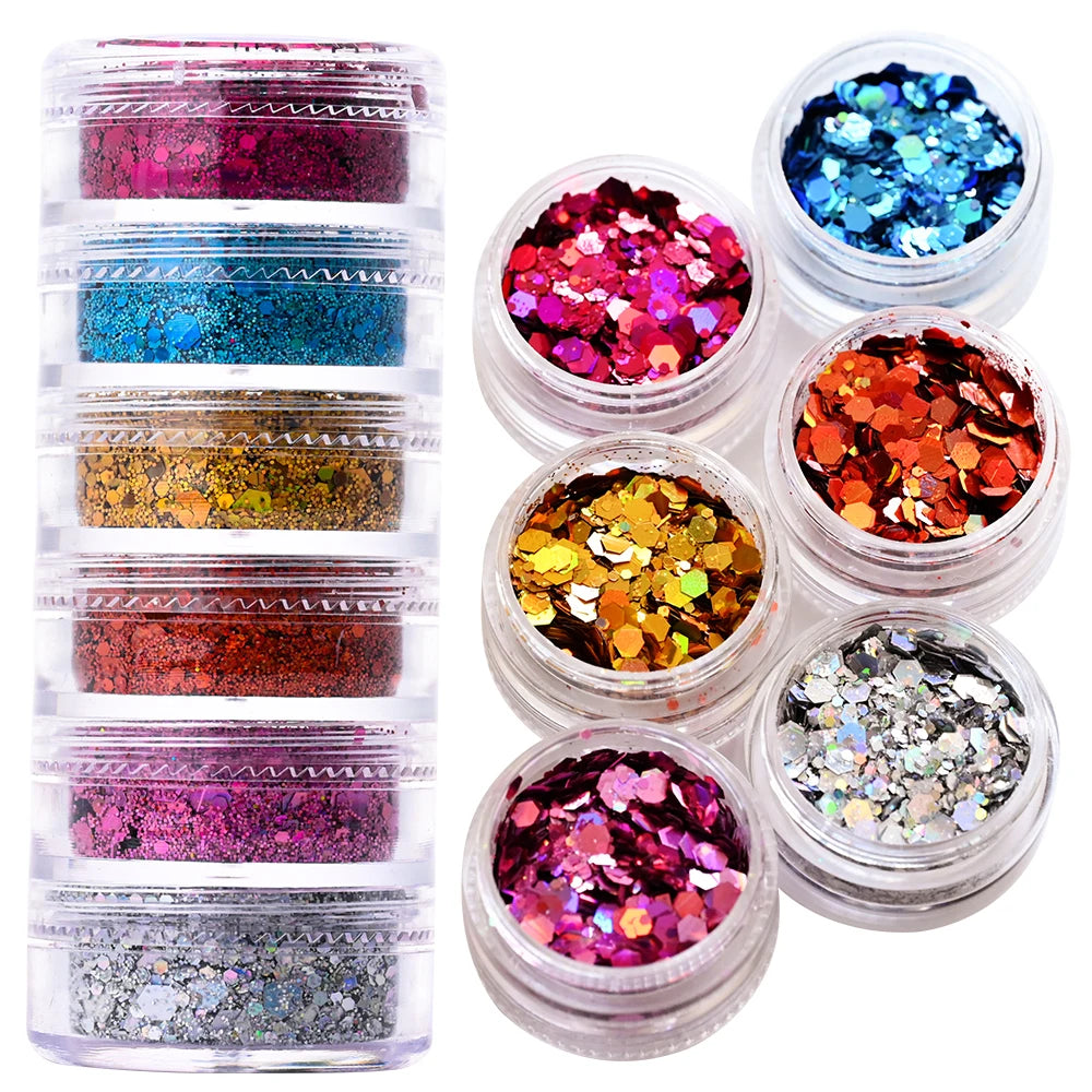 Nail Powder Set – Neon, Glitter, Pastel & Holographic Colors