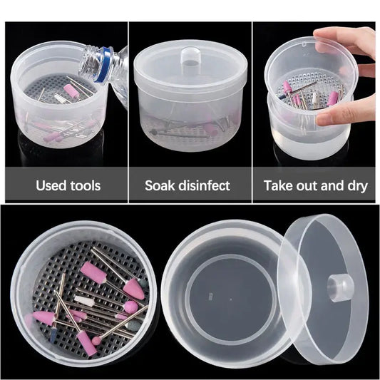 Nail Drill Bits Disinfection Box Double Layer Filtration