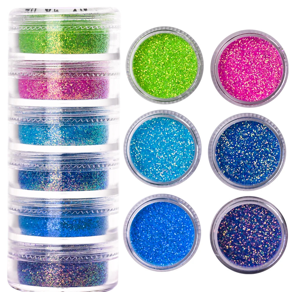 Nail Powder Set – Neon, Glitter, Pastel & Holographic Colors