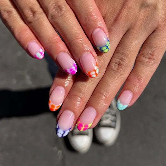 View details for Almond Press-On Nails – Mixed Stripe French Tips (24 Pcs) Almond Press-On Nails – Mixed Stripe French Tips