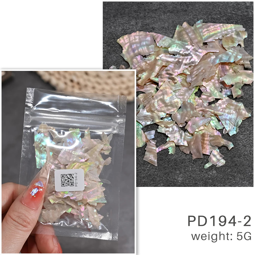 5g Abalone Shell Fragments – 3D Seashell Nail Art Charms for Gradient Nails | Ultra-Thin Natural Shell Sequins