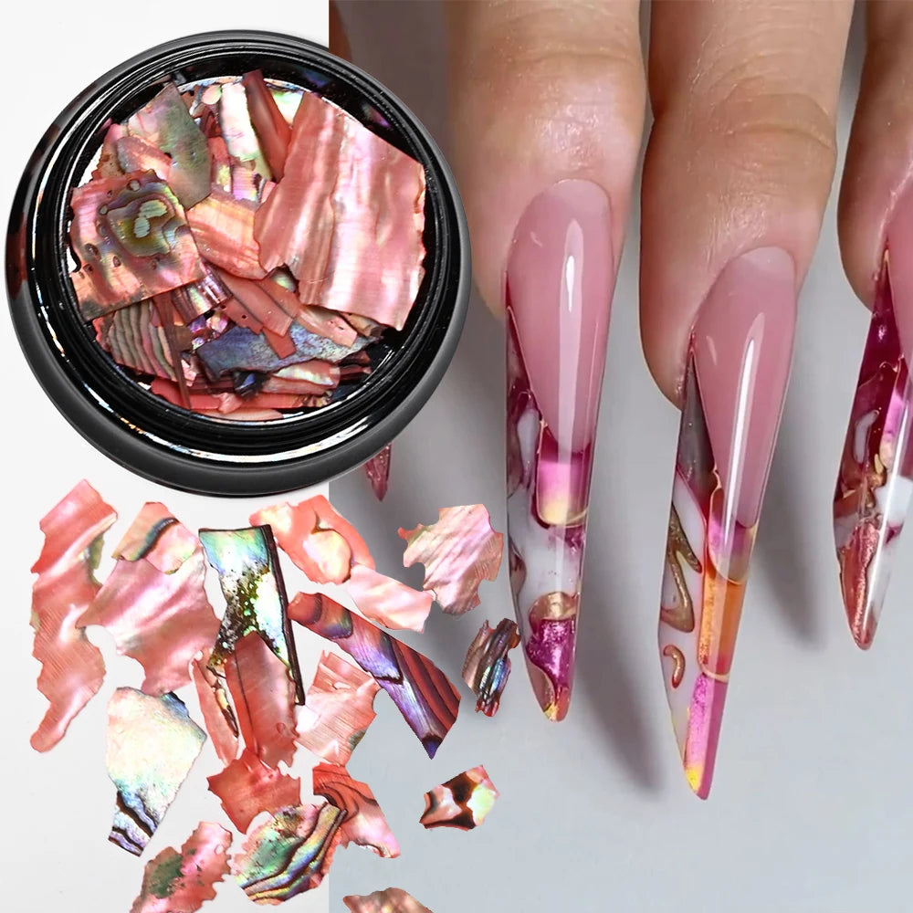 5g Abalone Shell Fragments – 3D Seashell Nail Art Charms for Gradient Nails | Ultra-Thin Natural Shell Sequins
