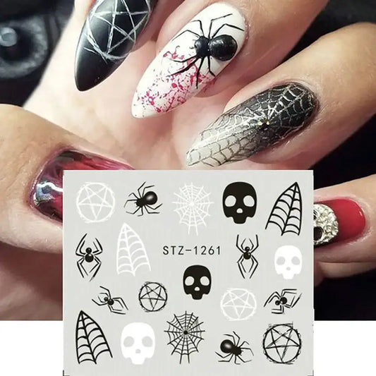 Halloween Water Decals Nail Stickers – Mummy, Ghost, Spider & Web
