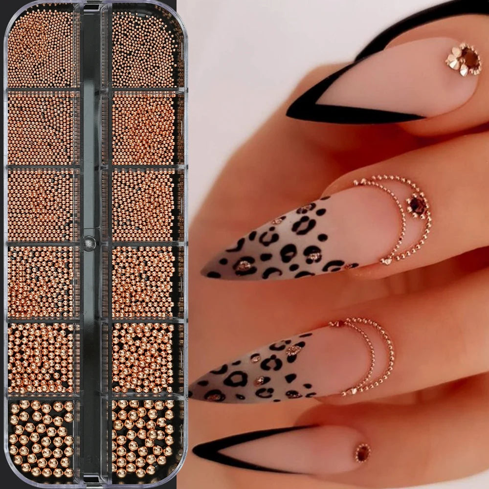 Gold Caviar Beads Nail Charms – Metal 3D Nail Art