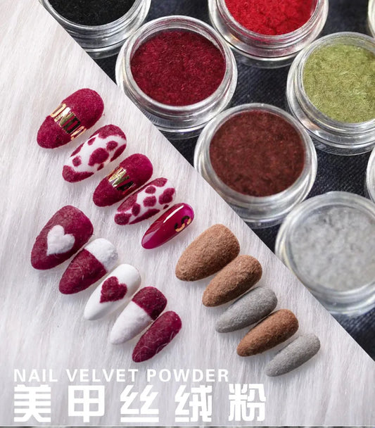Velvet Powder Set of 24 – 3D Nail Flocking Powder