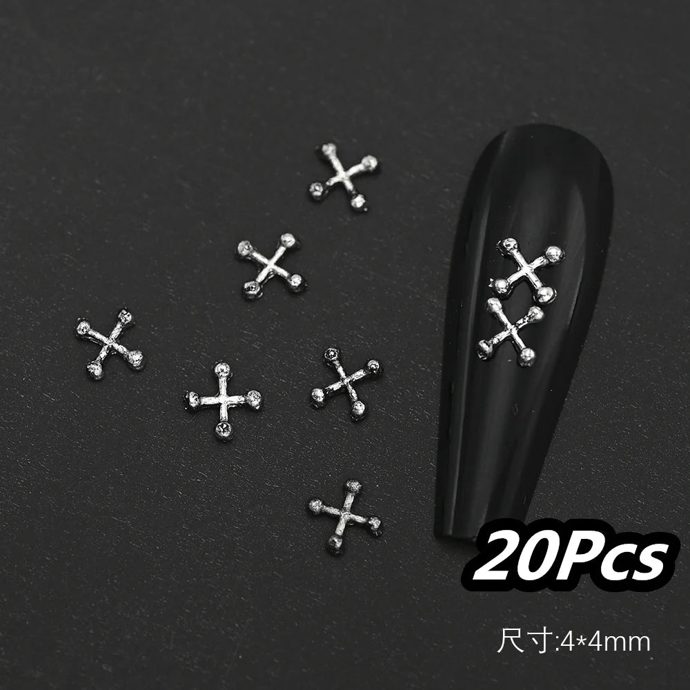 Punk Cross Nail Charms – 3D Metal Nail Art Accents