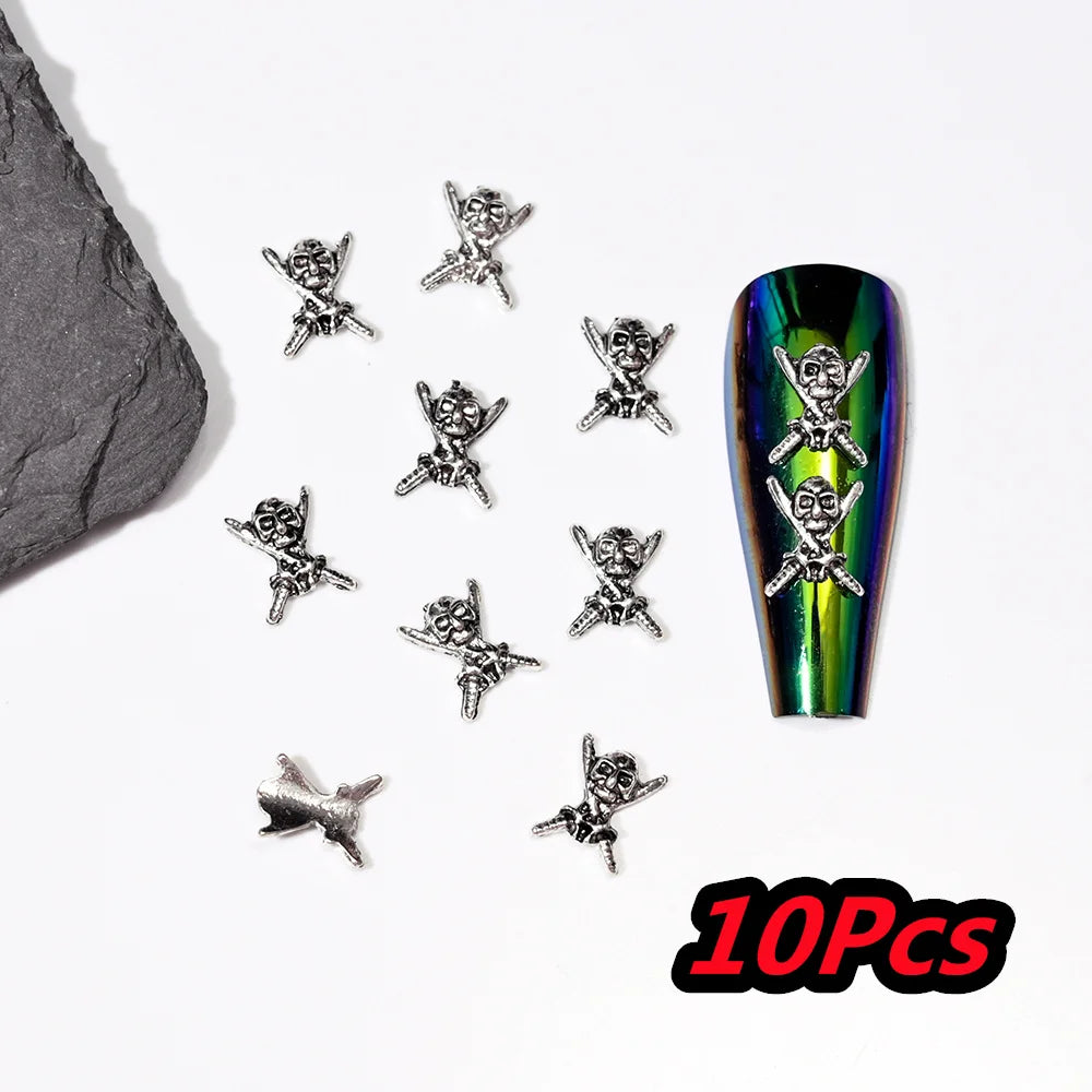 Punk Cross Nail Charms – 3D Metal Nail Art Accents