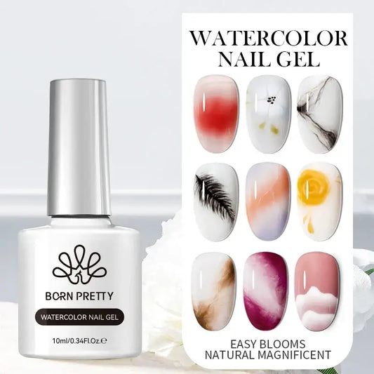 BORN PRETTY 10ml Clear Gel Nail Polish – Watercolor Marble Nail Art