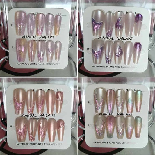 Jellyfish Mermaid Long Square Press On Nails