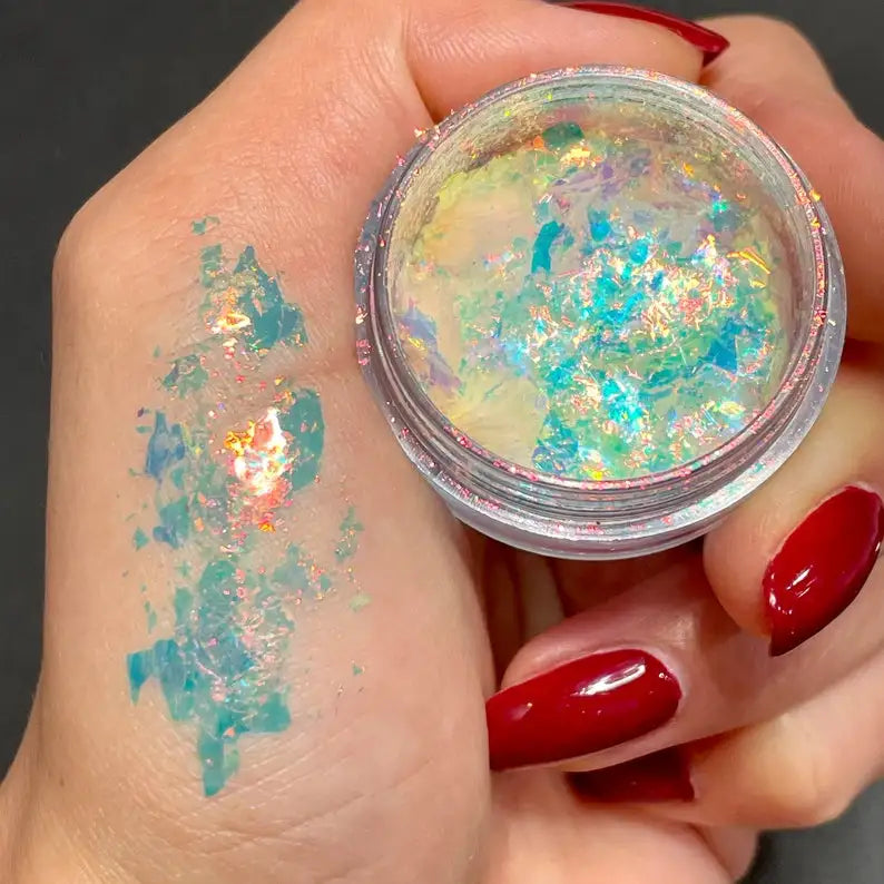 1 Box Aurora Glitter Opal Flakes – Iridescent Sequins Nail Art Powder for Mermaid Nails