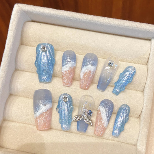 Beach Press On Nails – Long Shape