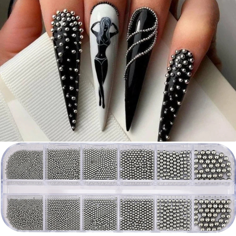 Gold Caviar Beads Nail Charms – Metal 3D Nail Art