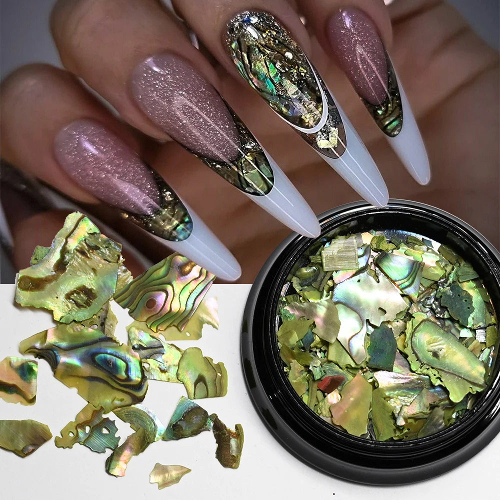 5g Abalone Shell Fragments – 3D Seashell Nail Art Charms for Gradient Nails | Ultra-Thin Natural Shell Sequins