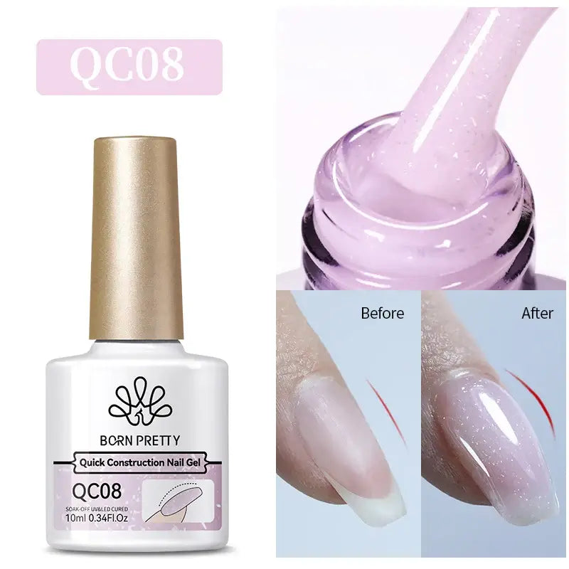 Nail Stamping Polish Born Pretty QC08 nail gel with packaging and application comparison on a white background