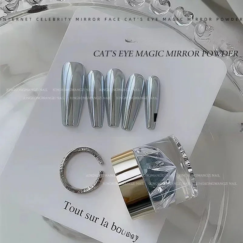 Magnetic Mirror Cat Eye Nail Powder – DIY Chrome Effect