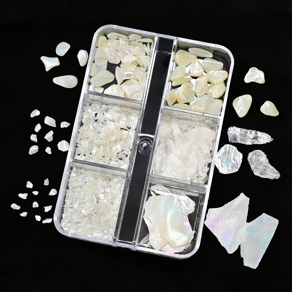 5g Abalone Shell Fragments – 3D Seashell Nail Art Charms for Gradient Nails | Ultra-Thin Natural Shell Sequins
