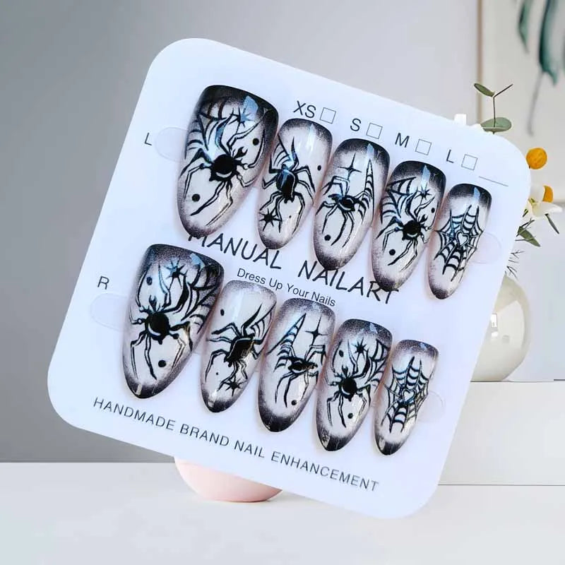 10Pcs Halloween Press On Nails – Clown Ghost Spider