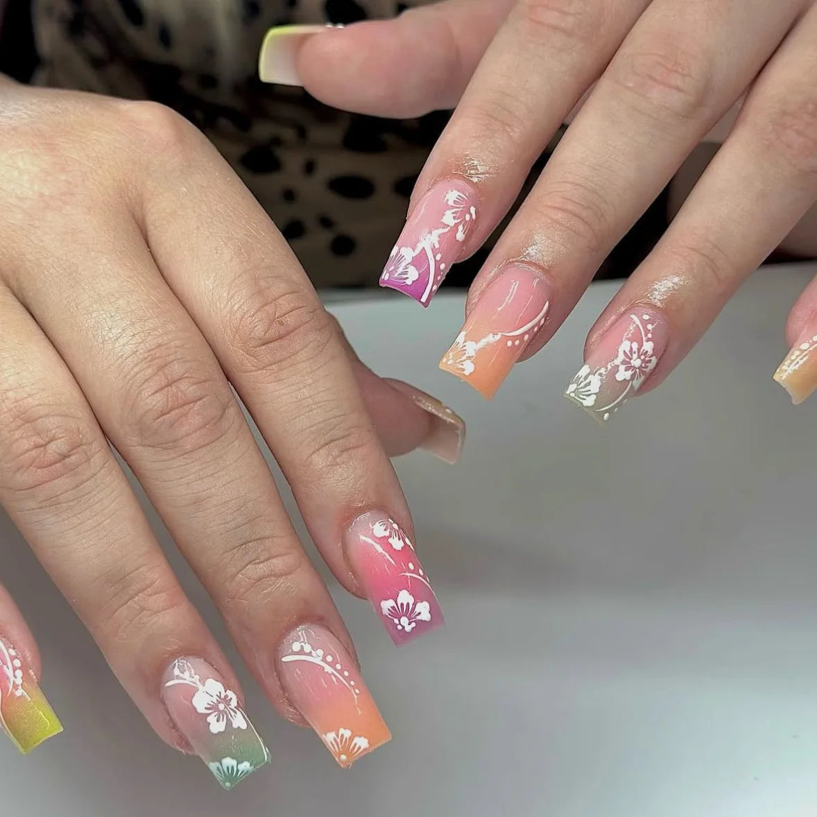Pink French Tip Short Press On Nails – Elegant Square Nail Set