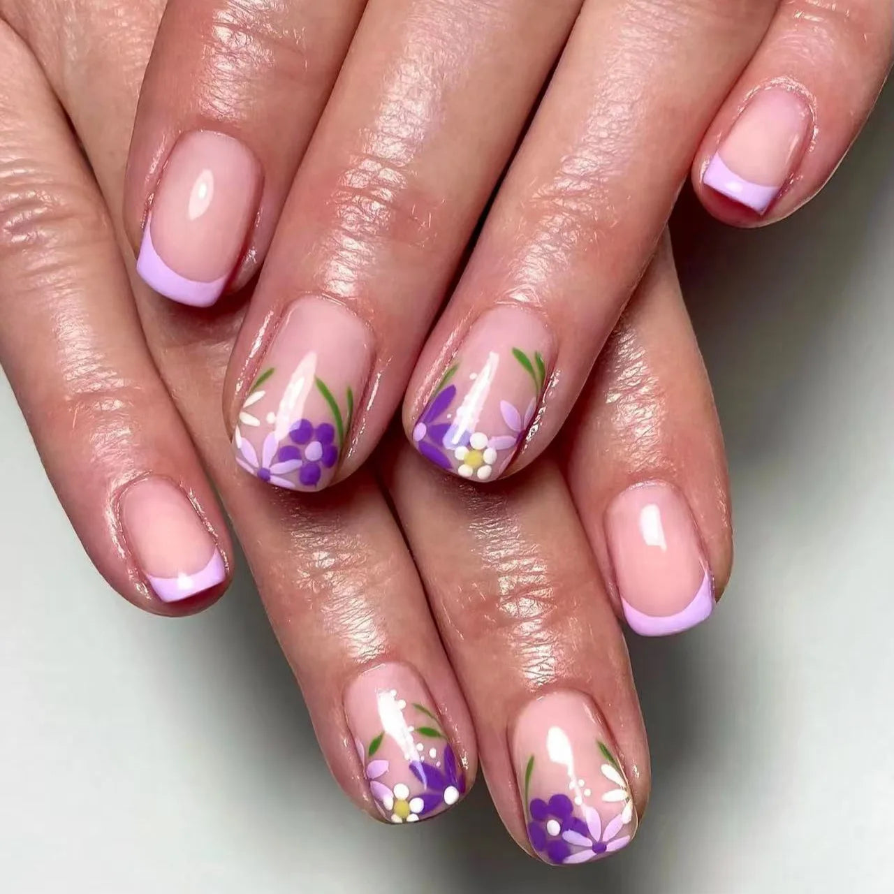 Pink French Tip Short Press On Nails – Elegant Square Nail Set