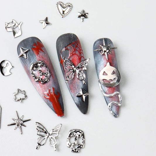 Goth Fingernails with 3D Nail Charms – Halloween Nails