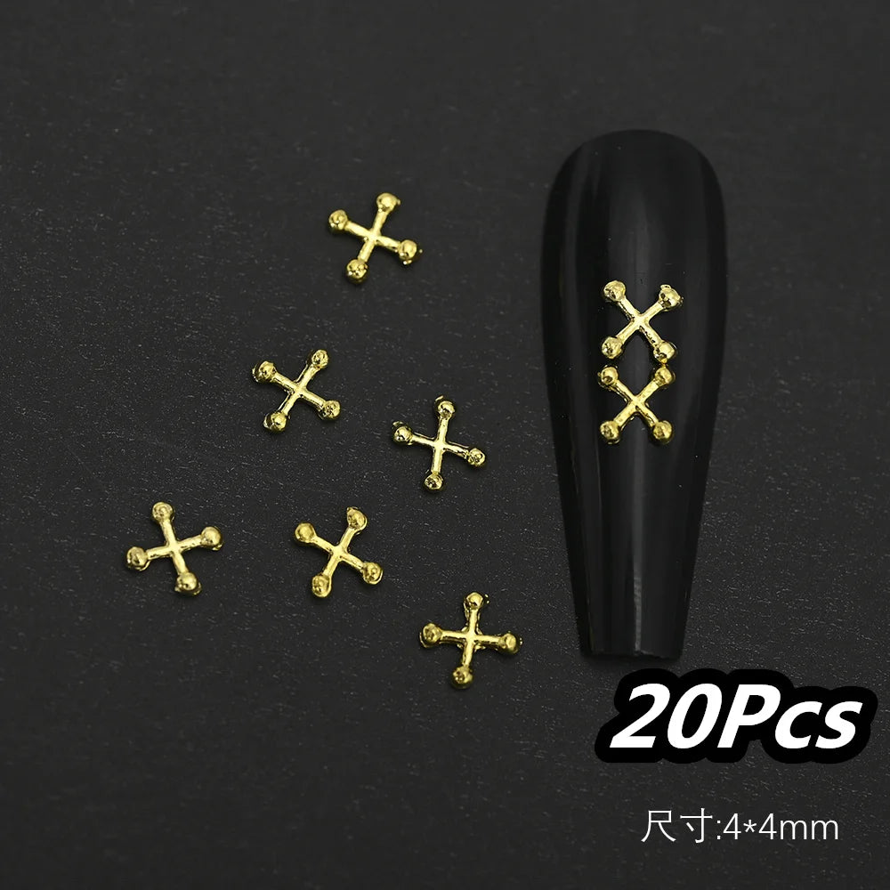 Punk Cross Nail Charms – 3D Metal Nail Art Accents