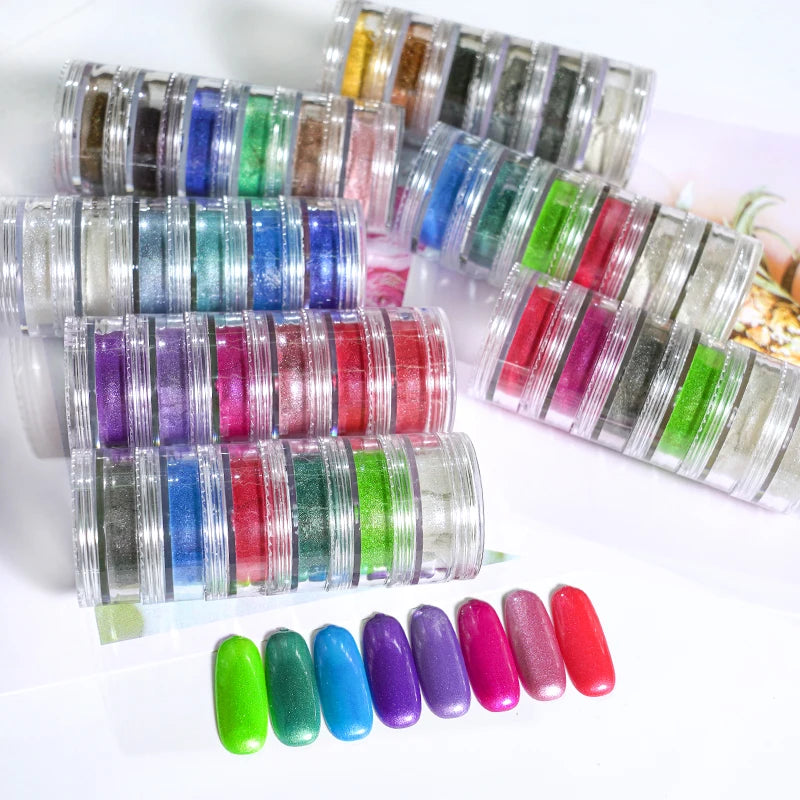 Nail Powder Set – Neon, Glitter, Pastel & Holographic Colors