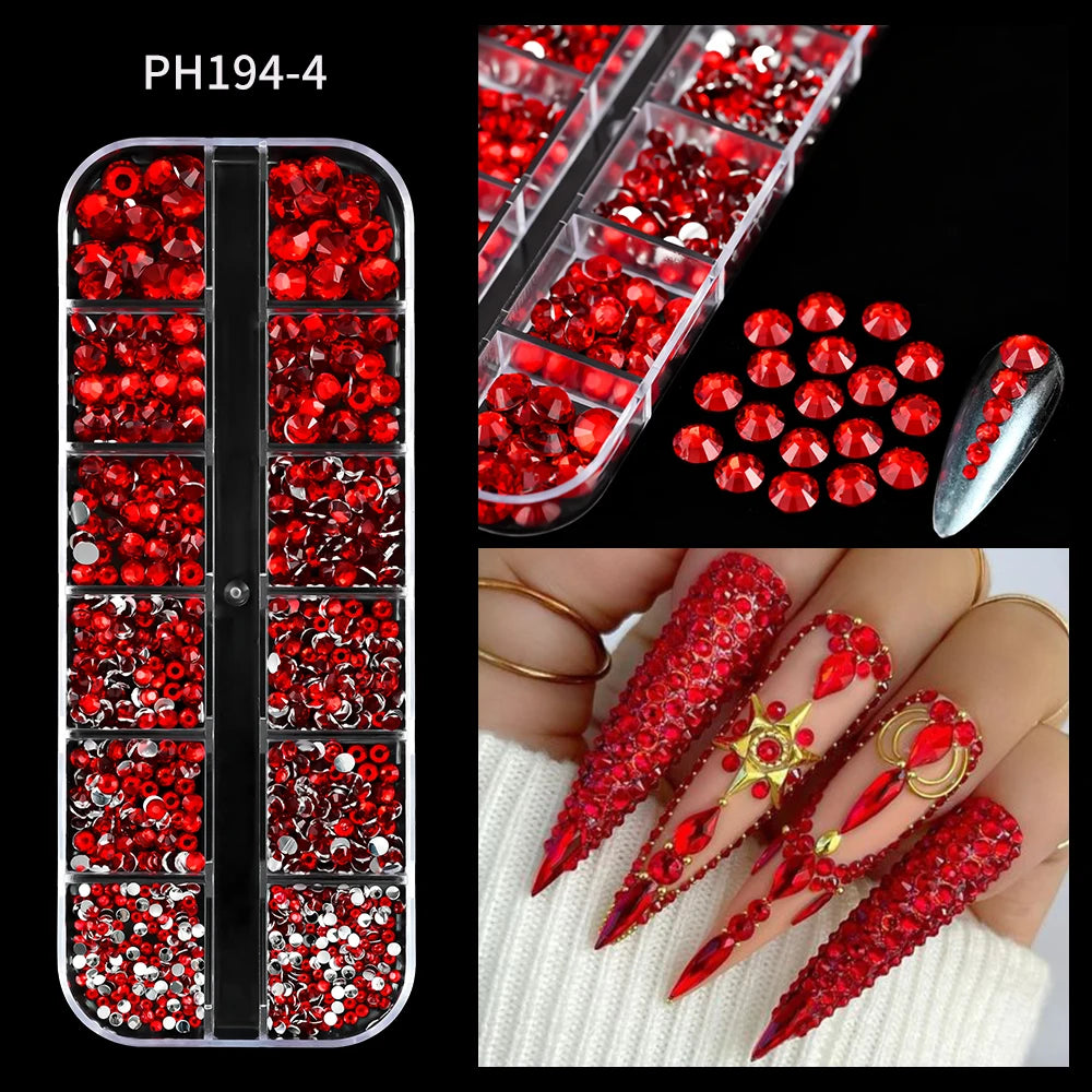 12 Grid Crystal Flatback Nail Rhinestones Set draft