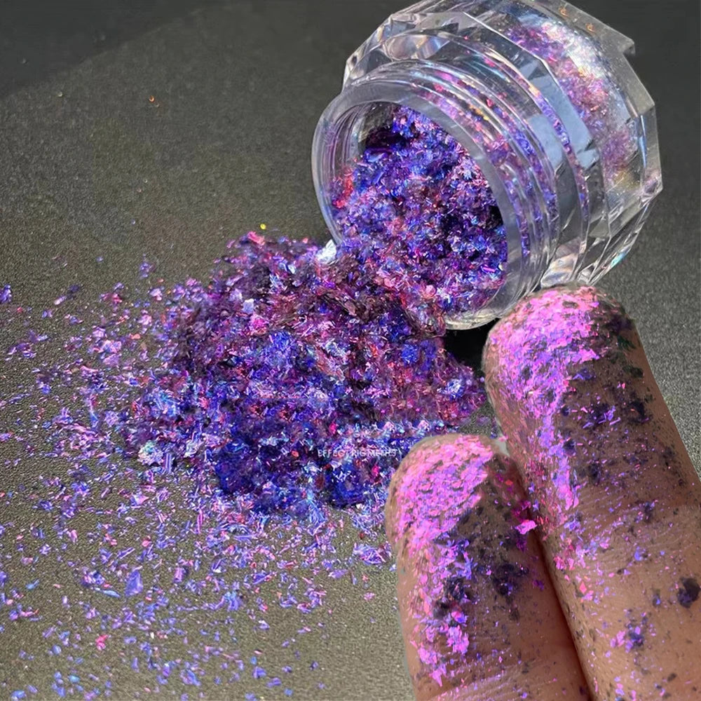 1 Box Aurora Glitter Opal Flakes – Iridescent Sequins Nail Art Powder for Mermaid Nails