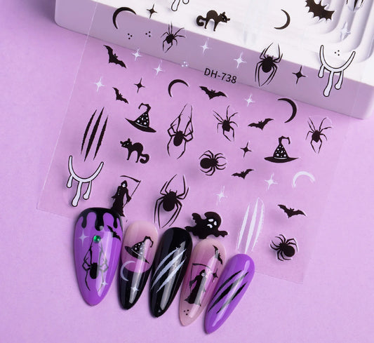 Halloween Spider Web Nail Stickers for spooky and festive nail art