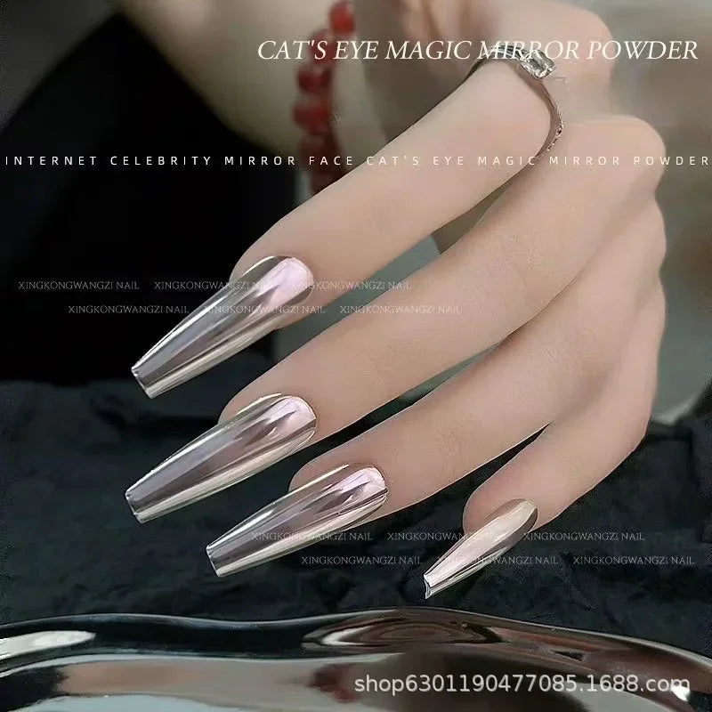 Magnetic Mirror Cat Eye Nail Powder – DIY Chrome Effect