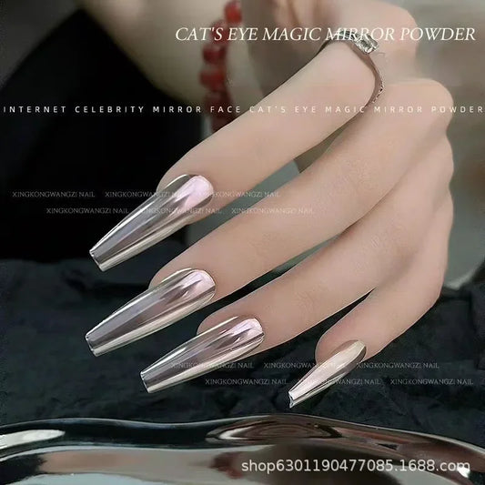 Magnetic Mirror Cat Eye Nail Powder – DIY Chrome Effect
