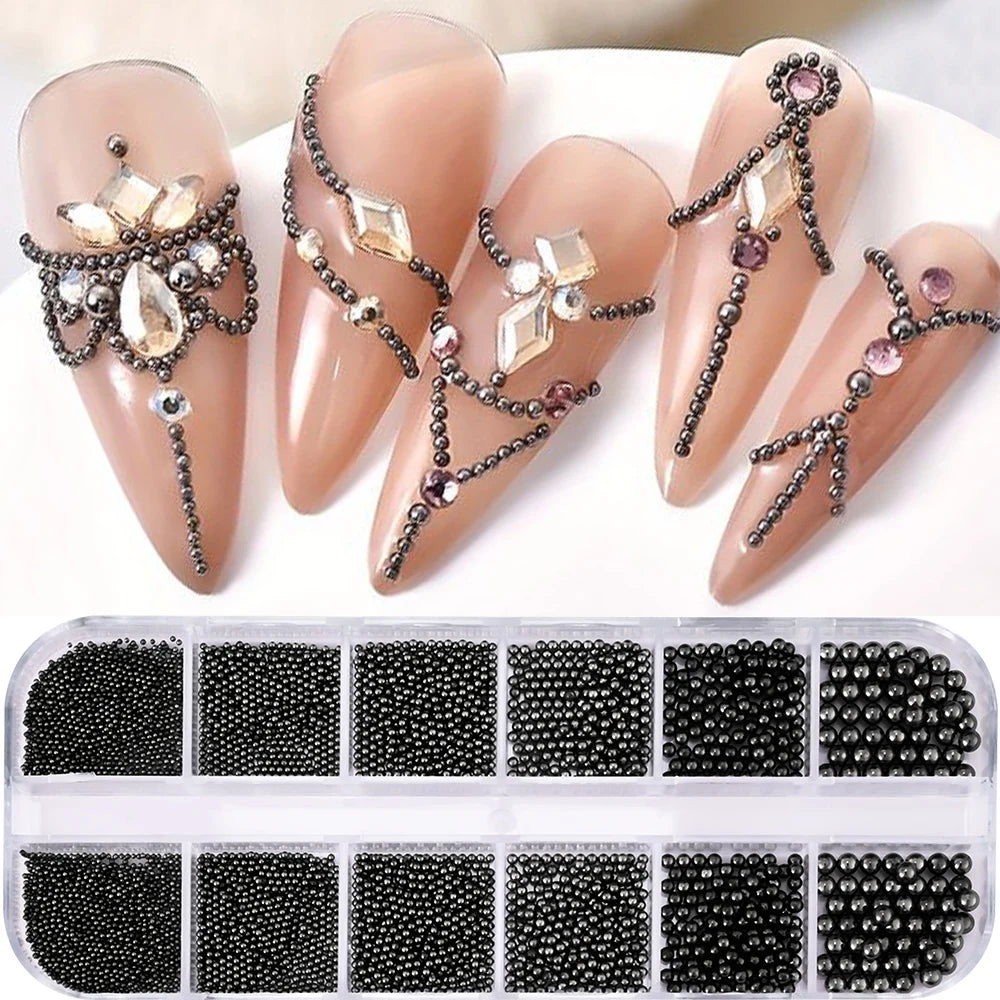 Gold Caviar Beads Nail Charms – Metal 3D Nail Art
