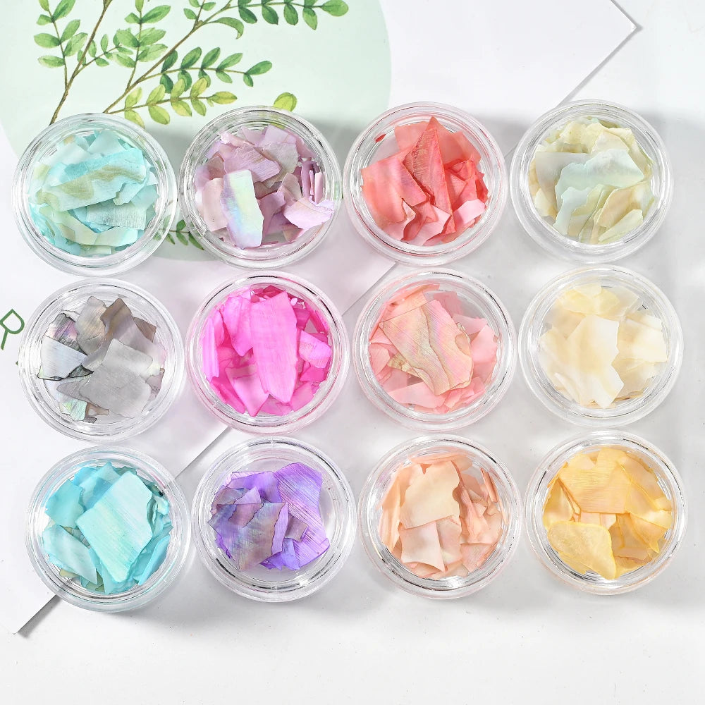 5g Abalone Shell Fragments – 3D Seashell Nail Art Charms for Gradient Nails | Ultra-Thin Natural Shell Sequins
