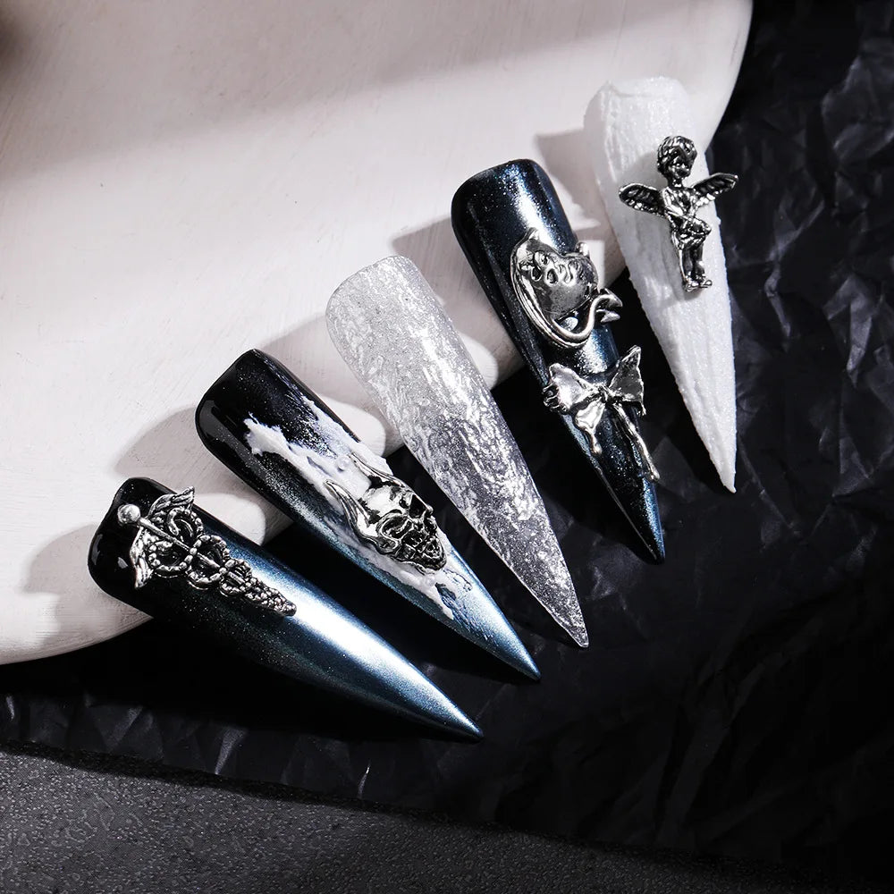 Punk Halloween Nail Art Charms – 3D Gothic, Ghost & Cross