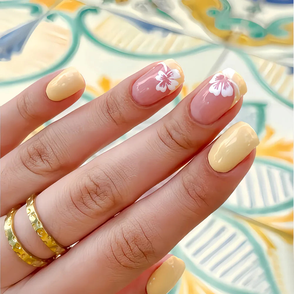 Pink French Tip Short Press On Nails – Elegant Square Nail Set