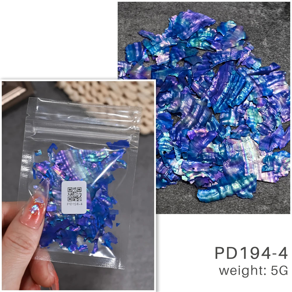 5g Abalone Shell Fragments – 3D Seashell Nail Art Charms for Gradient Nails | Ultra-Thin Natural Shell Sequins