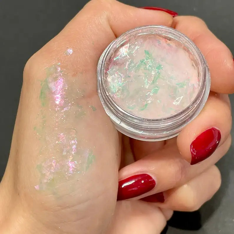 1 Box Aurora Glitter Opal Flakes – Iridescent Sequins Nail Art Powder for Mermaid Nails