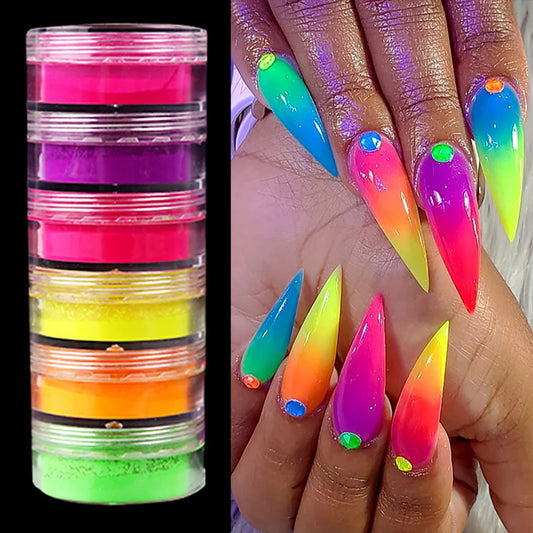 Nail Powder Set – Neon, Glitter, Pastel & Holographic Colors