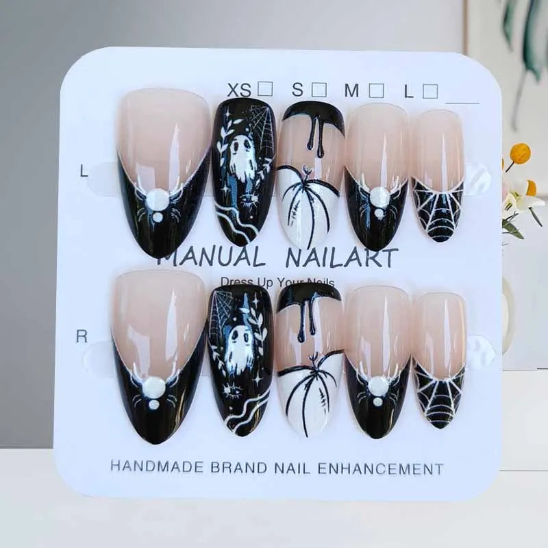 10Pcs Halloween Press On Nails – Clown Ghost Spider