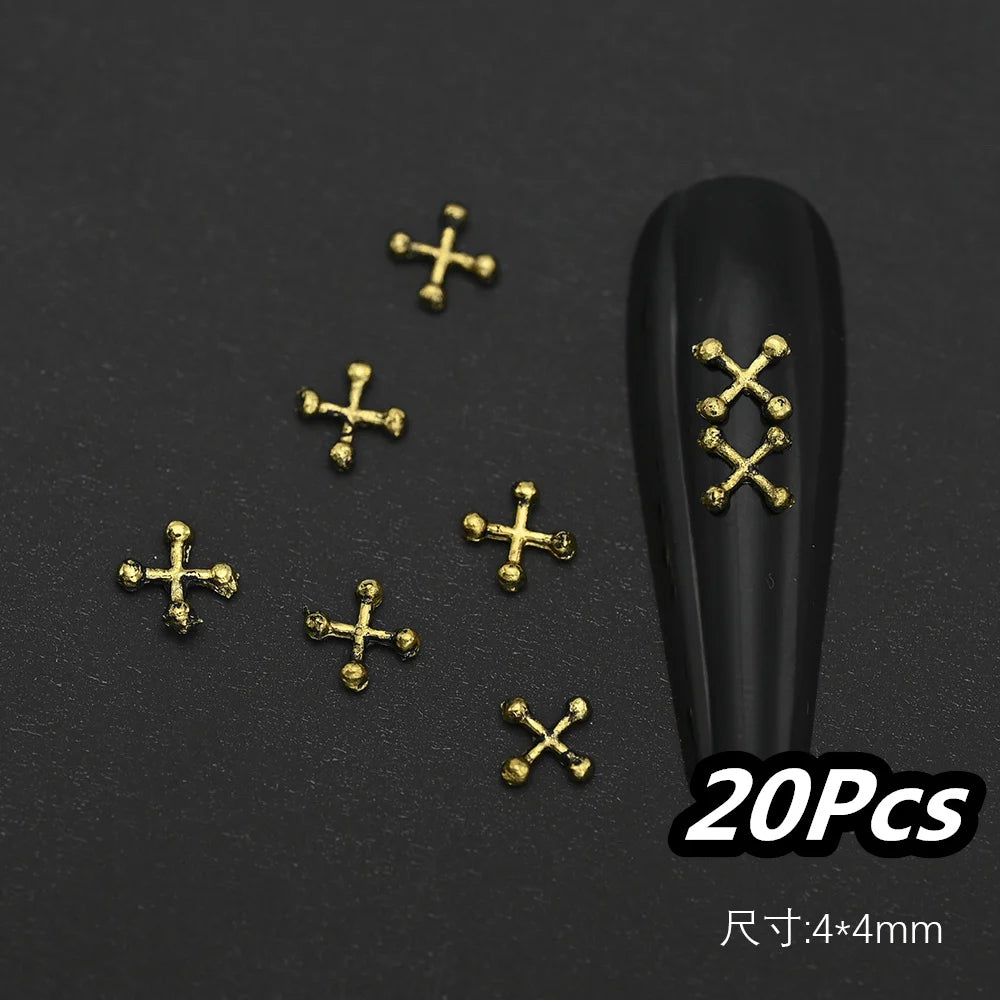 Punk Cross Nail Charms – 3D Metal Nail Art Accents
