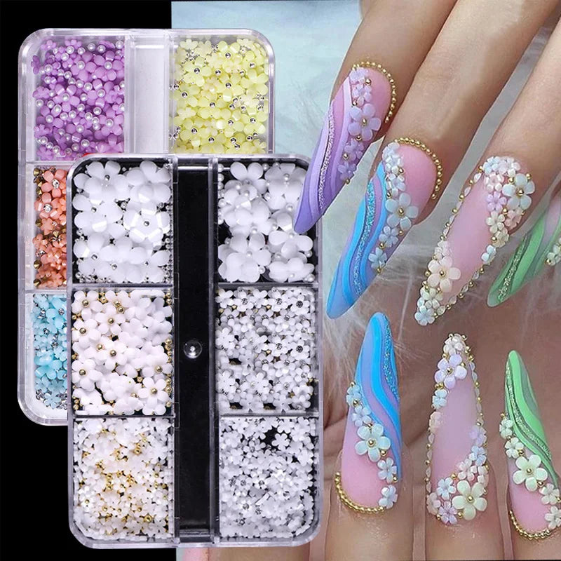 3D Resin Flower Nail Art – Macaron Mixed Accessories