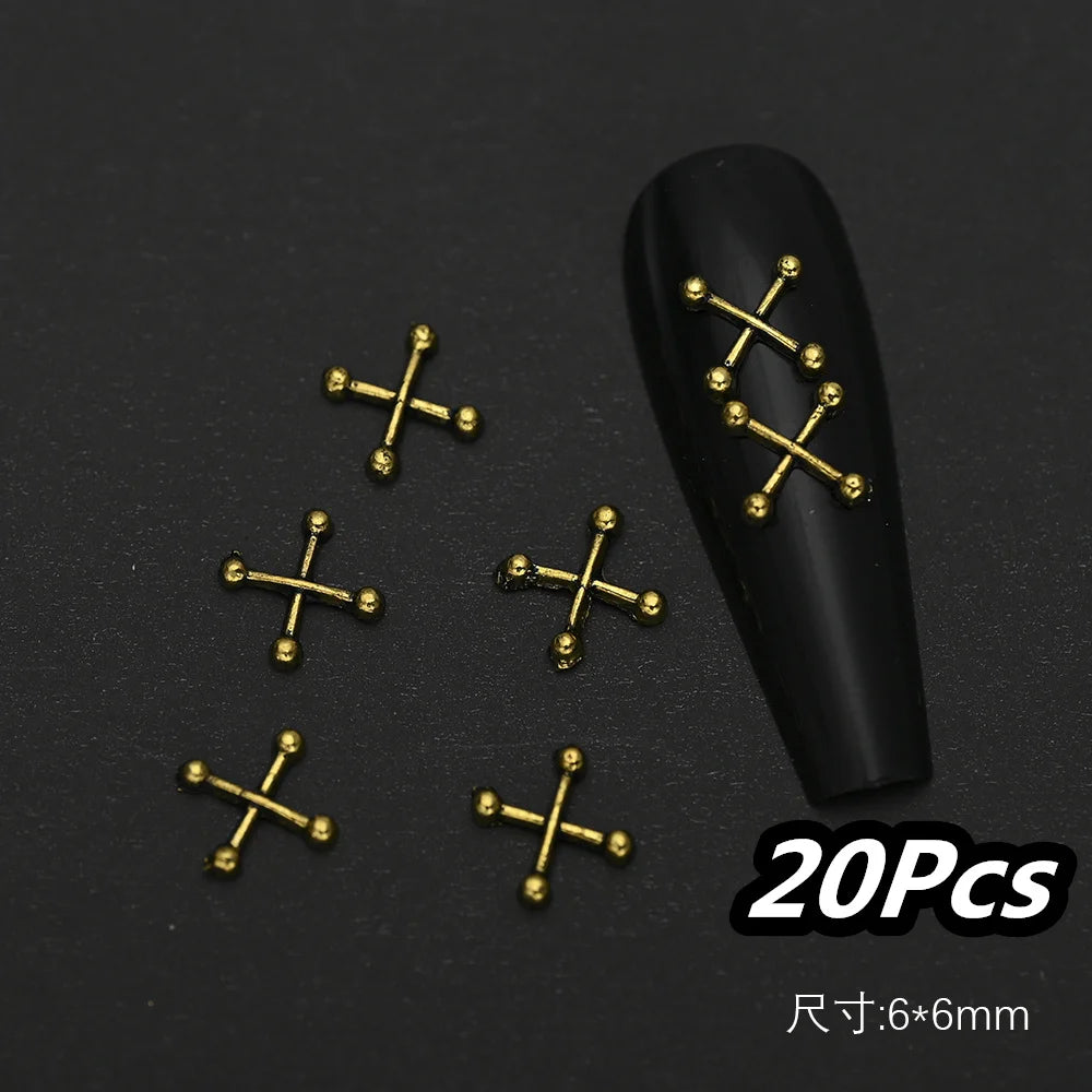 Punk Cross Nail Charms – 3D Metal Nail Art Accents