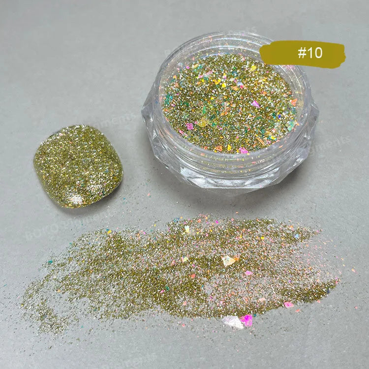 1 Box Aurora Glitter Opal Flakes – Iridescent Sequins Nail Art Powder for Mermaid Nails