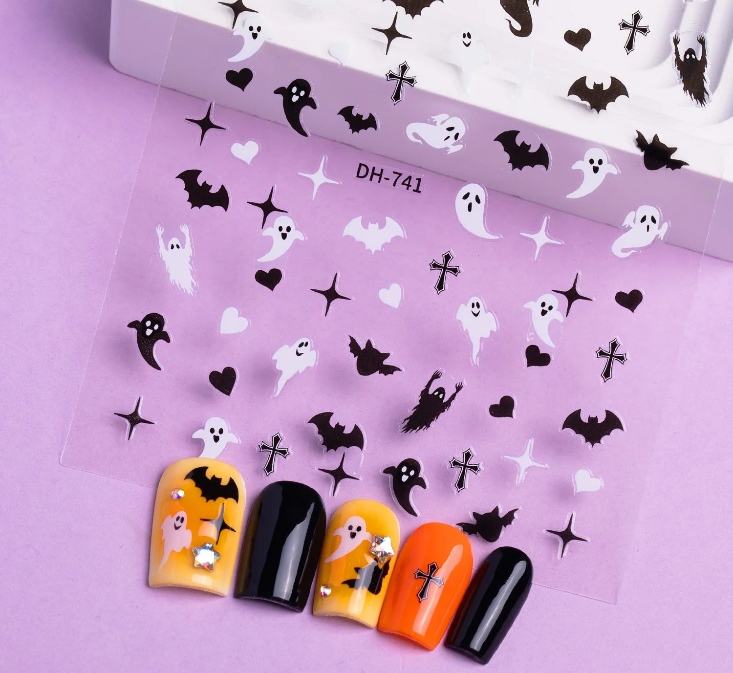 Halloween Spider Web Nail Stickers for spooky and festive nail art
