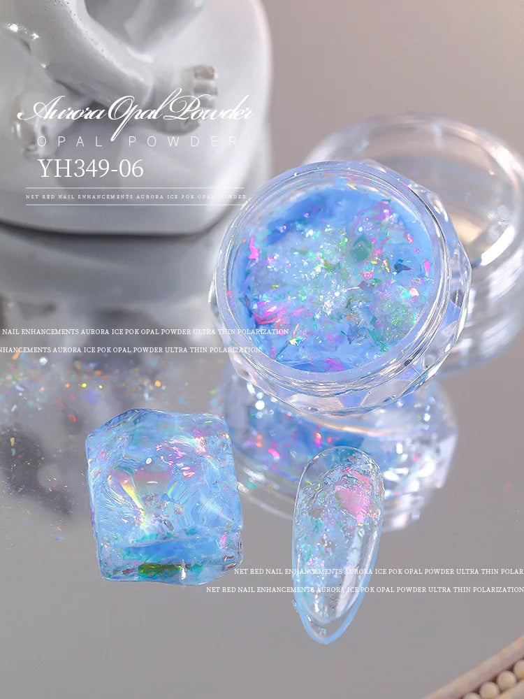 1 Box Aurora Glitter Opal Flakes – Iridescent Sequins Nail Art Powder for Mermaid Nails