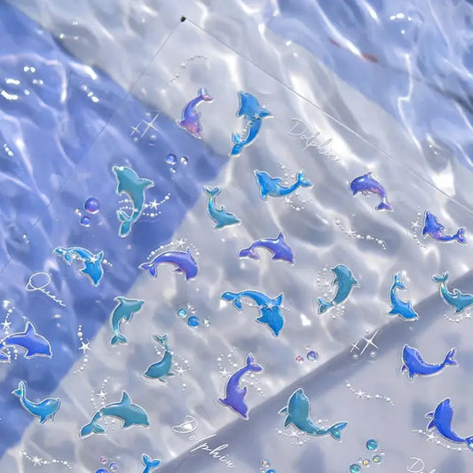 Cute Dolphin & Goldfish Jelly Nail Stickers