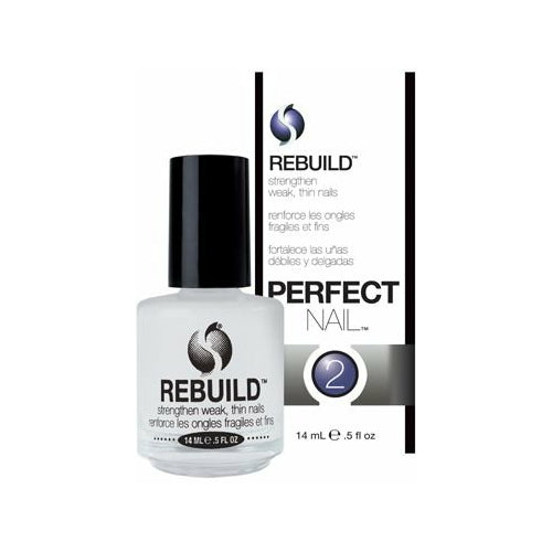 Nail care product with 'Rebuild' and 'Perfect Nail' branding on a white background
